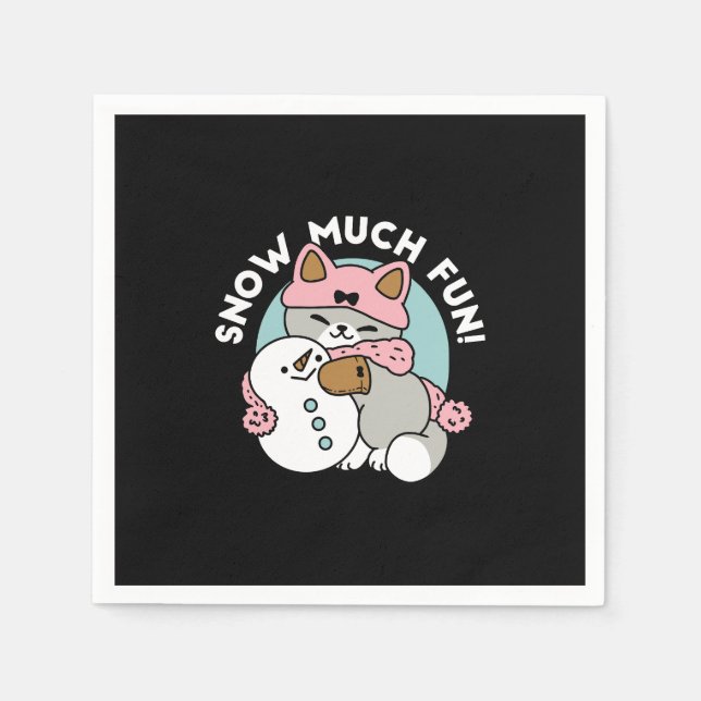 Serviette En Papier Chat mignon en Engin à neige avec Art Snowman (Devant)