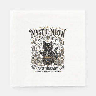 Serviette En Papier Chat Mystique Miaou Sorcière Apothicaire Mystique