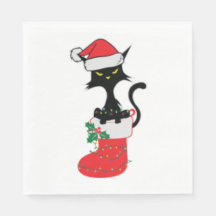 Serviette En Papier Chat Noël