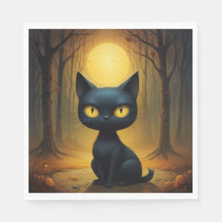 Serviette En Papier chat noir