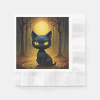 Serviette En Papier chat noir