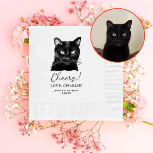 Serviette En Papier Chat Noir Accueil Personnalisé