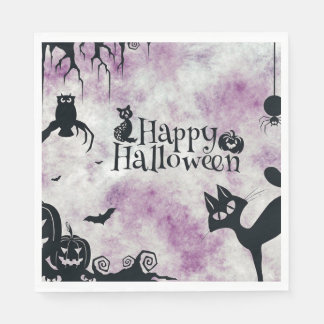 Serviette En Papier Chat noir de fête d'Halloween Diable Citrouille Ch