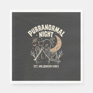 Serviette En Papier Chat noir de la lune d'Halloween (2)