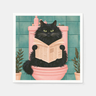 Serviette En Papier Chat noir drôle de salle de bain
