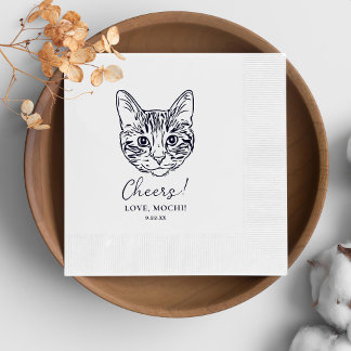 Serviette En Papier Chat noir et blanc Mariage personnalisé
