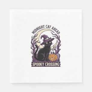 Serviette En Papier Chat Noir Halloween Gravure Vintage Chat Citrouill
