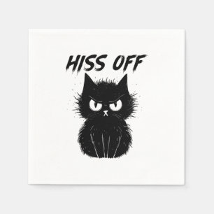 Serviette En Papier Chat Noir Hiss Off Pour Hommes Femmes Meow Cadeaux