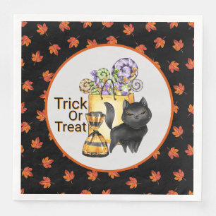 Serviette En Papier Chat Noir Trick Ou Treat