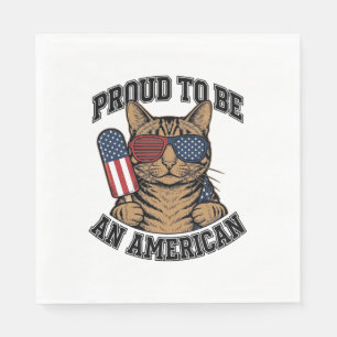 Serviette En Papier Chat patriotique fier d'être américain vecteur vin