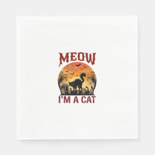 Serviette En Papier Chat qui miaule Halloween noir cimetière_1