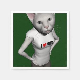Serviette En Papier Chat Siamais Blanc Amoureux Mice