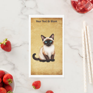 Serviette En Papier Chat Siamois Sur Vieux Papier