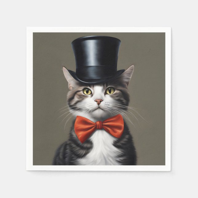 Serviette En Papier Chat Victorien (Devant)