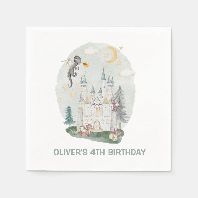 Serviette En Papier Château de dragon enfants magique anniversaire (Devant)