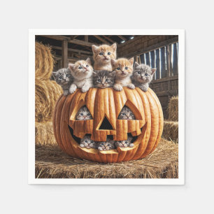 Serviette En Papier Chatons En Citrouille Halloween