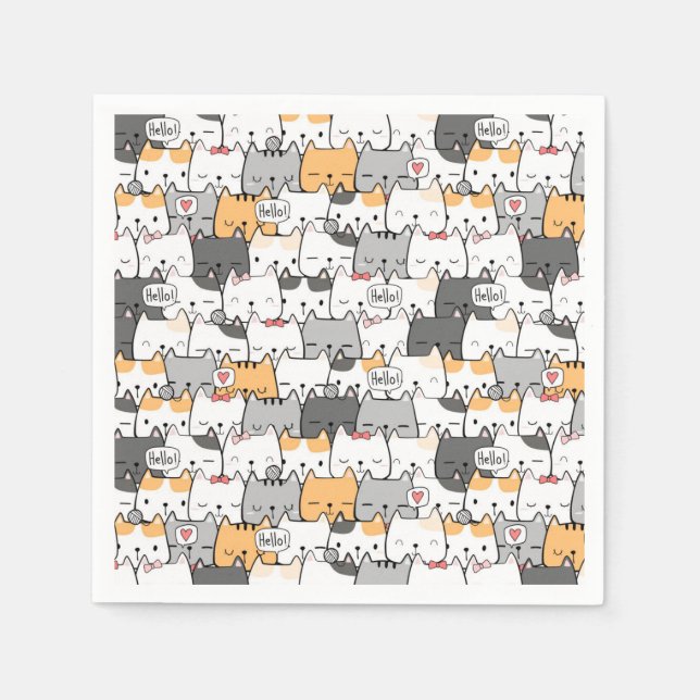 Serviette En Papier Chats (Devant)