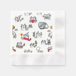 Serviette En Papier Chats amusants, lait et magie.