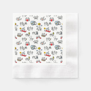 Serviette En Papier Chats amusants, lait et magie.