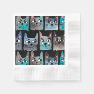 Serviette En Papier Chats bleus