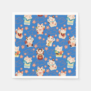 Serviette En Papier Chats Chanceux Maneki Neko Personnalisés