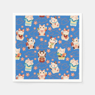 Serviette En Papier Chats Chanceux Maneki Neko Personnalisés