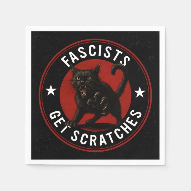 Serviette En Papier Chats contre les fascistes (Devant)