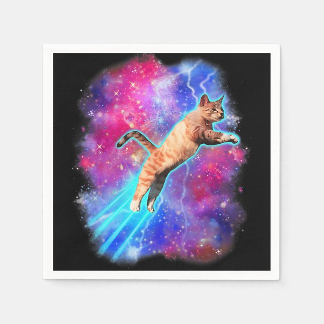 Serviette En Papier Chats cosmiques Funny Espace extra-atmosphérique T (Devant)