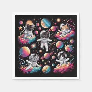 Serviette En Papier Chats dans des serviettes spatiales !