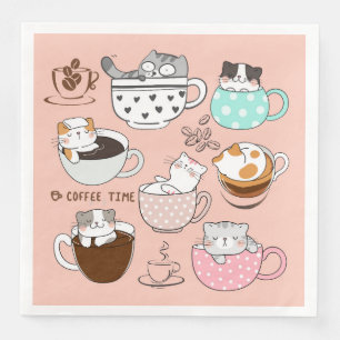 Serviette En Papier Chats dans des tasses à café
