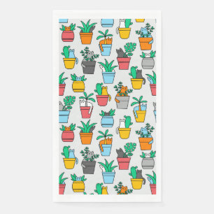 Serviette En Papier Chats dans les pots de fleurs