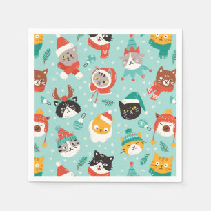 Serviette En Papier Chats de Noël en Chandails de vacances Motif