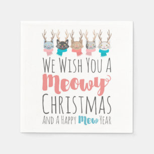 Serviette En Papier Chats De Vacances 'Meowny Christmas' À Antlers Drô