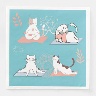 Serviette En Papier Chats de yoga