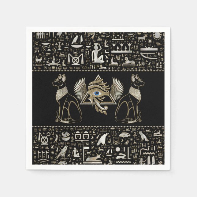 Serviette En Papier Chats égyptiens et oeil de Horus (Devant)