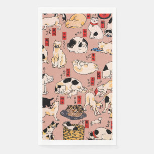 Serviette En Papier Chats japonais Ukiyo-e Art drôle