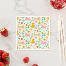 Chats Joyeux Retro avec Orange Rouge et fleurs de 