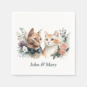 Serviette En Papier Chats mariages Anniversaires Sur Blanc