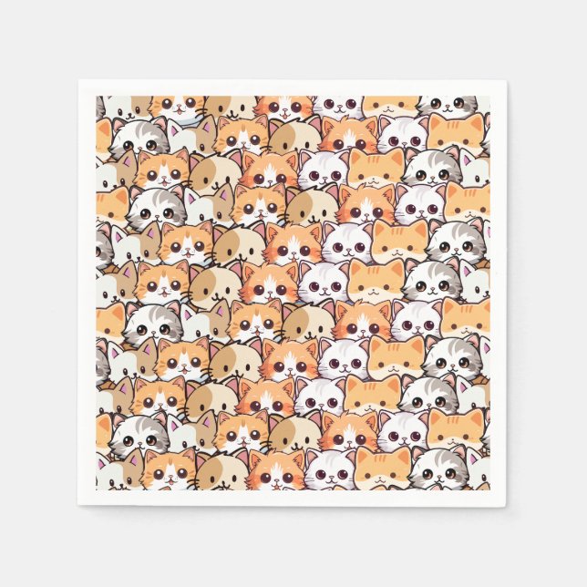Serviette En Papier Chats mignons chaton orange chaton animal Motif sa (Devant)