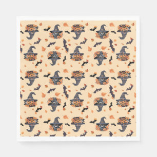 Serviette En Papier Chats mignons Chats chauves-souris et Halloween Ci