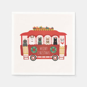 Serviette En Papier Chats Noël Trolly Meowy Noël