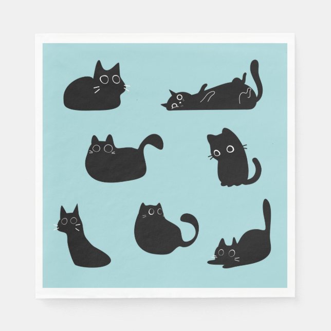 Serviette En Papier Chats noirs amusants (Devant)