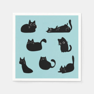 Serviette En Papier Chats noirs drôles