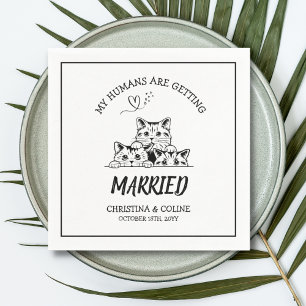 Serviette En Papier Chats noirs et blancs Amusants modernes Mariages s