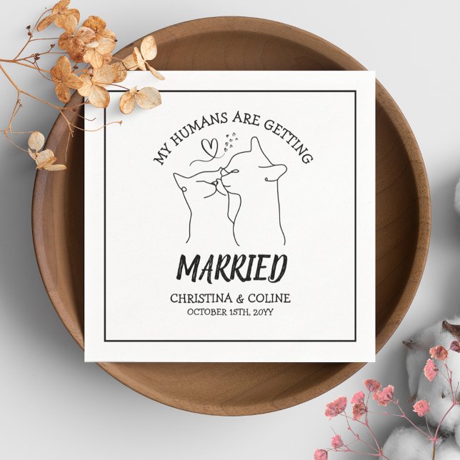 Serviette En Papier Chats noirs et blancs Amusants modernes Mariages s (Créateur téléchargé)