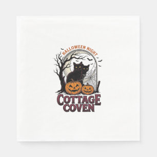 Serviette En Papier Chats noirs Halloween Coven vintage Art de citroui