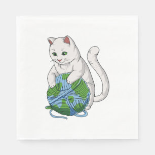 Serviette En Papier Chats règnent sur le monde laine de chat Globe