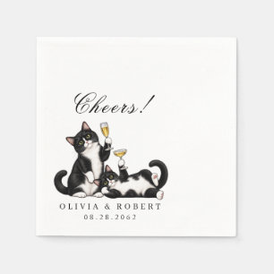 Serviette En Papier Chats Smoking Toastent Date Personnalisée Mariage 