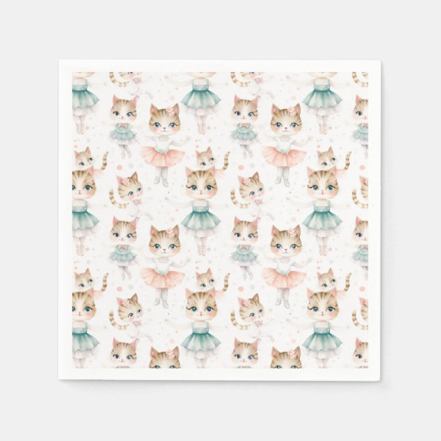 Serviette En Papier Chats Super Cute Ballerina (Devant)