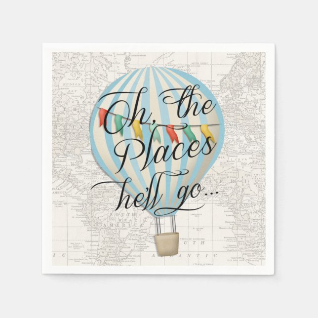 Serviette En Papier Chaud Air Balloon Napkin Baby shower garçon (Devant)